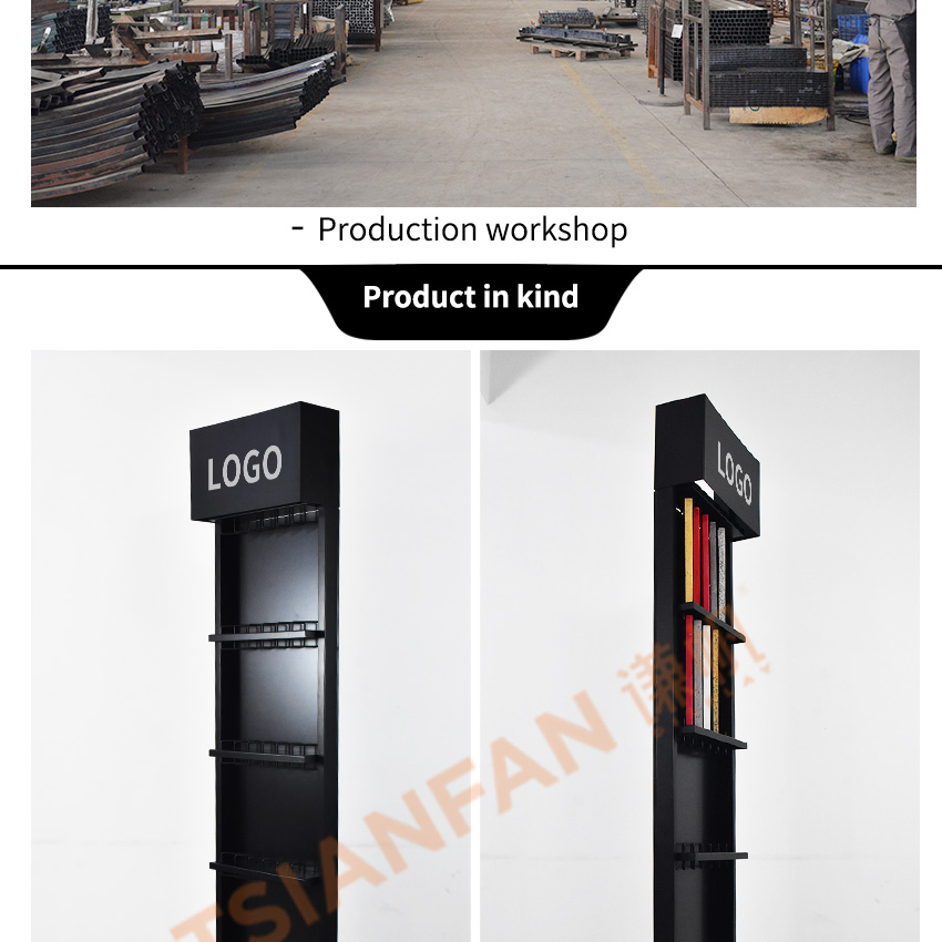 Tsianfan Custom Showroom Floor Quartz Stand Stone Sample Frame Artificial Tower Tile Display Rack Standing Marble Display Stand