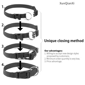 Collar Ajustable para Perro al por Mayor OEM, Clásico, Sólido, 10 Colores Disponibles, Collares de Nailon para Mascotas, Negro, con Logotipo Personalizado - Product Image 2