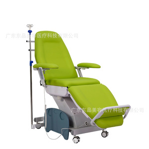 Fauteuil d'hôpital YS145 vert, électrique et réglable, avec poteau porte-perfusion pour dialyse et prélèvement sanguin - Product Image 1