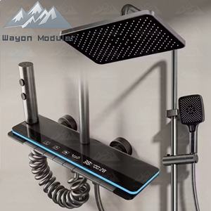 Sistema <span class=keywords><strong>Doccia</strong></span> Wayon con Display Digitale Intelligente e Tasti Stile Pianoforte in Grigio Canna di Fucile con Luce Ambientale per Bagno di Lusso - Product Image 5