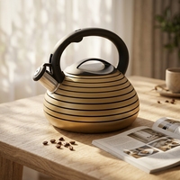 Bouilloire à thé sifflante de haute qualité de 3.0 litres corps à fond unique avec bouilloire de cuisinière au design floral pour eau thé capacité de 3L