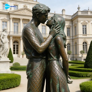 Estatua de Bronce de Pareja Besándose a Tamaño Real, Fundida a Mano, <span class=keywords><strong>Escultura</strong></span> Romántica para Exhibición en Jardín Exterior - Product Image 6