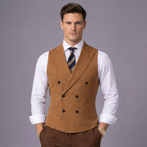 Camisa de cuero color mostaza para hombre con cuello occidental y botones - Product Image 1