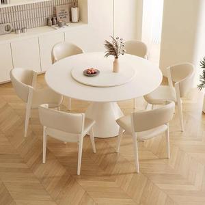 Tavolo da Pranzo Rotondo Moderno con Gambe <span class=keywords><strong>in</strong></span> Ferro Regolabili e Piano <span class=keywords><strong>in</strong></span> Pietra Sinterizzata con Lazy Susan per Uso Alberghiero - Product Image 1