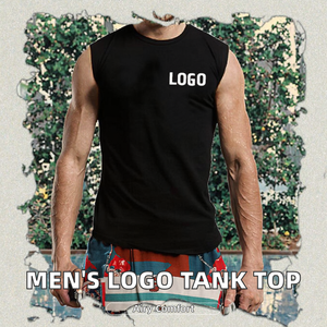 Custom Logo 210GSM Men's Tank Tops Breathable Knitted Sleeveless for Outdoor Gym Training Machine Embroidery Mens Tank Top - Product Image 2