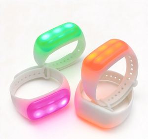 Suministros para Fiestas de Halloween, Pulseras LED Brillantes Personalizables, 10 Zonas, 15 Colores, Correa de Tela ABS con Activación por Sonido para Conciertos - Product Image 4