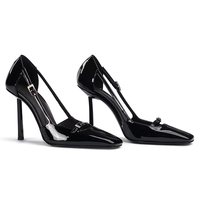 Personnalisé de Luxe Célèbre Marque Sexy Bout Carré Talon Haut en Cuir de Vachette Verni Vin Femmes Pompes Chaussures