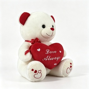 Ours en peluche personnalisé, ours en peluche adorable, ours en peluche pour la Saint-Valentin, ours en peluche blanc avec cœur rouge - Product Image 3
