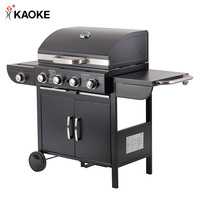 Barbecue à gaz KAOKE 25 pouces, chariot extérieur carré en métal, 4+1 brûleurs principaux, style allemand