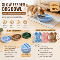 Bol pour chien à alimentation lente en silicone NicePets |   Tapis de léchage anti-étouffement à ventouse, forme osseuse ronde |   Bol d'alimentation pour chat et chien en 10 couleurs