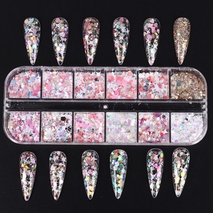 12 Gitter Glitter Nagel Dekoration Pailletten Sparkly 3D Unregelmäßige Herz Stern Flocken Nagel Charms Art.-Nr. - Product Image 2
