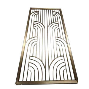 Paravent en métal <span class=keywords><strong>Homedeco</strong></span> SS304 avec design Art Déco, cadre or rose et panneau en verre pour usage professionnel - Product Image 6