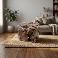 Table basse ronde en bois massif de teck, design contemporain, best-seller, fabriquée à la main à Jepara, Indonésie