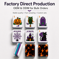 Jeu de Mahjong Américain Personnalisé pour Halloween, Tuiles en Acrylique à 4 Couches avec Dos en Écaille de Tortue, Art Débossé, OEM ODM Marque Privée