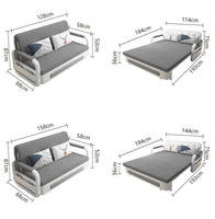 Canapé-lit pliable moderne avec rangement - Cadre en métal, canapé-lit multifonctionnel pour meubles d'appartement |   Conception peu encombrante