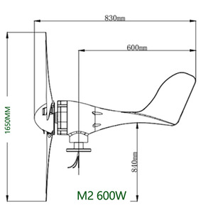 M2 600W เครื่องกำเนิดไฟฟ้าพลังงานลม 12V 24V 48V กังหันลมขนาดเล็กแบบแกนแนวนอน - Product Image 1