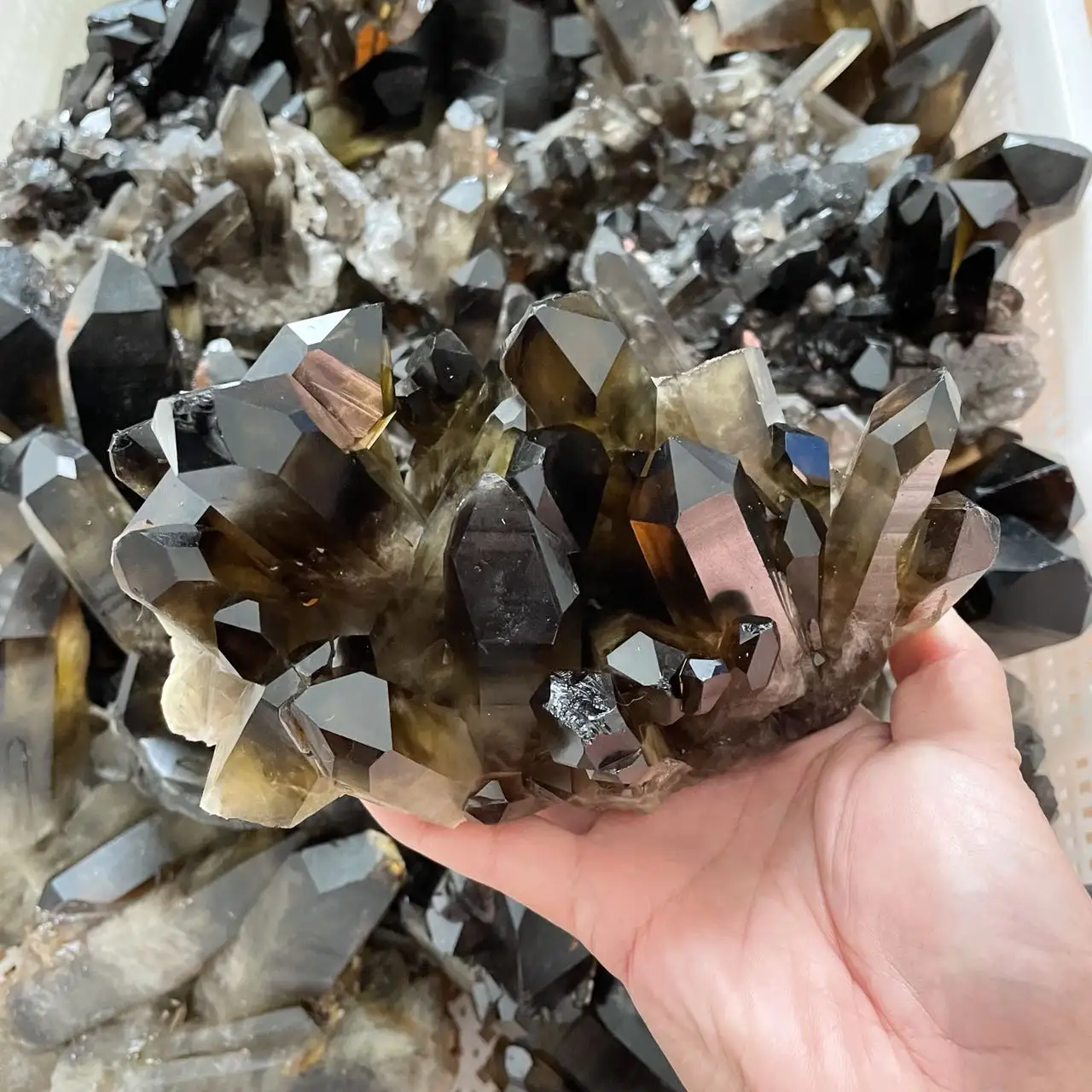 Natural quartz crystal cluster healing stones folk crafts black smoky citrine quartz clusters for decoration