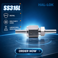 Raccords HAL-LOK pour magnétoscope, connecteur à joint de 1/4'', système de distribution de gaz haute pureté, acier inoxydable poli forgé