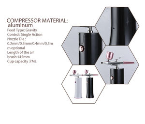 เครื่องพ่นสีแต่งหน้าแบบใช้แบตเตอรี่ที่เชื่อถือได้ พร้อมเครื่องอัดอากาศ สำหรับแต่งหน้า ทำเล็บ สัก และตกแต่งเค้ก - Product Image 3
