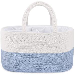 Baby Basket Cotton Baby Diaper Caddy Organizer -baby Cotton Storage Basket 100% Cotton Canvas Portable Baby Diaper Bag With Long Handle