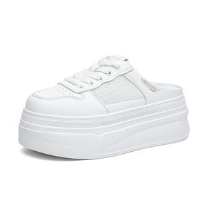 Chaussures à talon mi-haut, à semelle épaisse, à plateforme, style 'cake', rehaussant la silhouette, idéales pour les promenades décontractées - Product Image 1