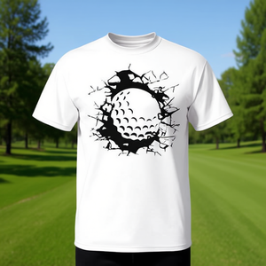 T-shirt de golf avec motif de balle de golf brisée, manches courtes, col rond, unisexe, adulte, sport et jeux, impression sérigraphique - Product Image 3