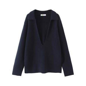 Luna Sky Suéter con cuello en V para mujer, talla grande, color negro, fibra acrílica, top de punto con capucha N9332 - Product Image 1