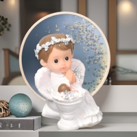 Figurine d'ange en résine blanche personnalisée pour les cadeaux de baptême, ange priant peint à la main