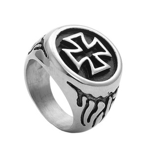 Men's Stainless Steel <b>Cross</b> <b>Ring</b> <b>Silver</b> Punk Style Geometric Design Gift Jewelry 260100 - Product Image 1