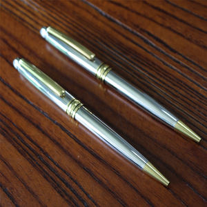 Vente en gros de stylo à bille en acier inoxydable à pointe fine de 1.0mm populaire en métal de sport Chrome brillant OEM Opp Bag Factory Direct - Product Image 4