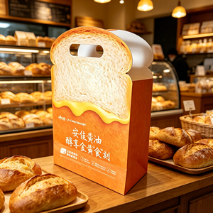 Sac en papier découpé à la forme spéciale avec poignée pour beurre, pain grillé, produits de boulangerie, plats à emporter, emballage pliable en <span class=keywords><strong>carton</strong></span> - Product Image 2