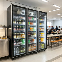 Réfrigérateur commercial pour bière et vin rouge, armoire de présentation à quatre portes, trois portes, double porte, sans refroidissement, pour boissons