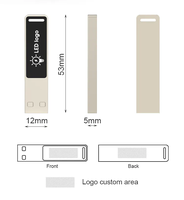 Clé USB en métal populaire et élégante avec logo lumineux LED, disque mémoire USB plat et fin