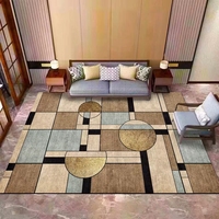 Tapis géométrique moderne grande surface, fabriqué à la machine, en polyester, antidérapant, lavable, à poils ras, épaisseur 5 mm