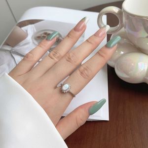 Dylam Trendy Fine Jewelry 925 Sterling <b>Silver</b> Rhodium Plated White Blue 5A Cubic Zirconia Synthetic <b>Opal</b> <b>Rings</b> - Product Image 6