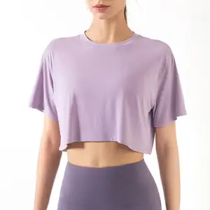 Streetwear fornitore all'ingrosso da donna Modal girocollo T-Shirt Crop Top manica corta