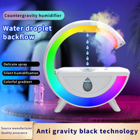 Grand humidificateur portable USB en forme de G, 7 couleurs, lumière nocturne, goutte d'eau anti-gravité, contrôle de l'humidité