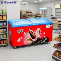 Congélateur commercial Hifan CE ETL CB avec porte vitrée, armoire à glace, réfrigérateur, congélateur profond économe en énergie pour magasin