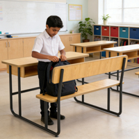 Ensemble Chaise et Table Double Moderne en MDF Prix Usine pour Salle de Classe Lycée avec 2 Tiroirs