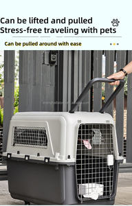 Baiyou Designs Cinza Médio Rolling Dog Crate com Plástico Canil e Bandeja Viagem Dog Crate com Fio Porta Palete Tipo - Product Image 2