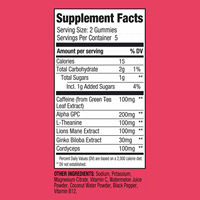 Gummies énergétiques OEM à la caféine, 10 pièces, véganes, saveur pastèque acidulée, avec caféine, Ashwagandha et thé vert pour l'entraînement