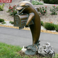 Sculpture de boîte aux lettres en bronze en forme de dauphin, design personnalisé, très vendue, pour décoration extérieure, impression offset, couleur personnalisée, OEM disponible