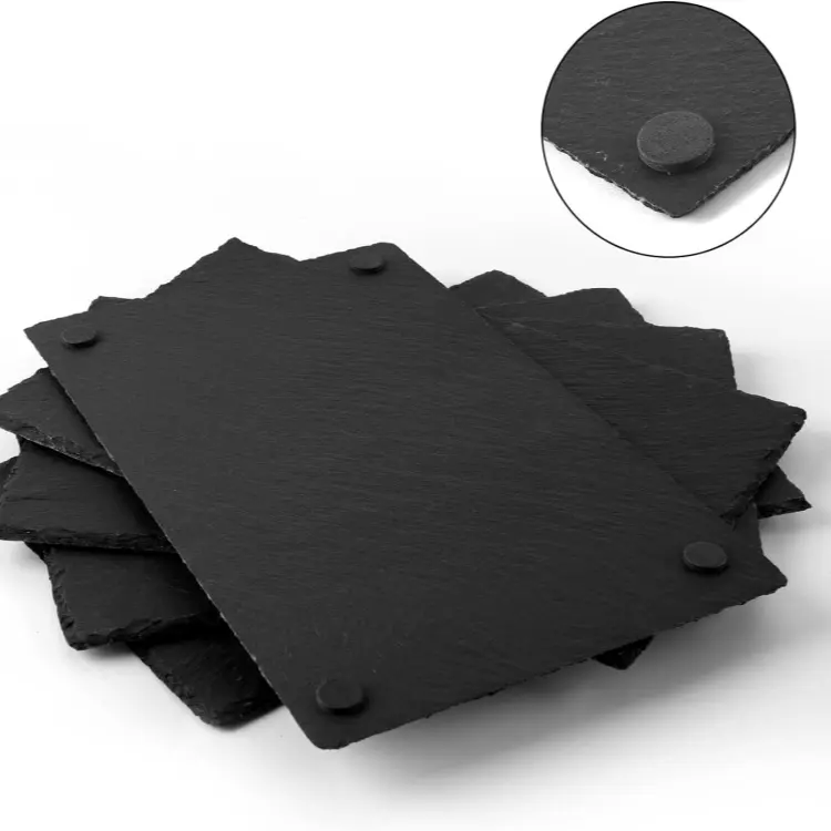 Wholesale Natural Slate Stone Restaurant Plates Dining Plate Slate Cheese Boards Round Black Stone Plates Placemats