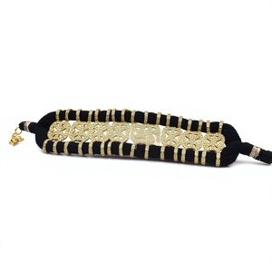 Pave CZ 18K Gold Plated Thread <b>Bracelet</b> 7 Inches Adjustable Unisex Luxury Geometric Chain Link Wedding Gift - Product Image 3