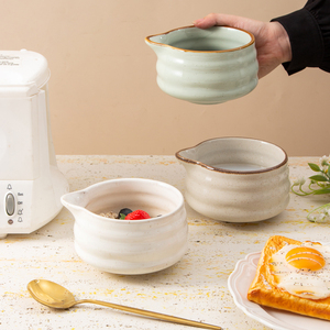 Tazón de cerámica de porcelana texturizada hecha a mano con logotipo personalizado al por mayor para ensalada de frutas, accesorios para té y café Matcha con pico - Product Image 4