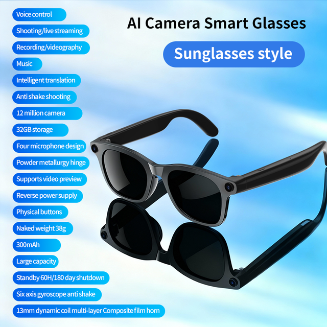 OEM Custom Featuring Smart Glasses with Camera for Smart Home Automation Recording and Communication Smart Glasses with Display