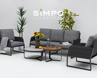SIMPOLIFESTYLE Mobilier d'extérieur haut de gamme pour resort VENICE, ensemble de canapés 3 places en aluminium et tissu pour terrasse, jardin, hôtel, salle à manger