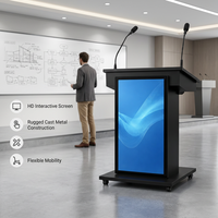 Podio Interactivo Personalizado con Pantalla Táctil LCD, Sistema de Micrófono, Soporte de Piso para Interiores, CMS Basado en la Nube para Iglesias