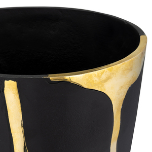 Vaso moderno in metallo affusolato con accenti neri e oro, vaso decorativo per fiori, per soggiorno, camera da letto, decorazioni per la casa - Product Image 5