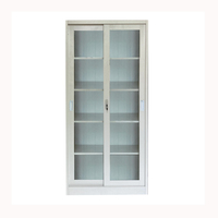 Armoire à dossiers en acier avec 2 portes coulissantes, armoire de rangement en métal, armoire à dossiers de bureau commerciale